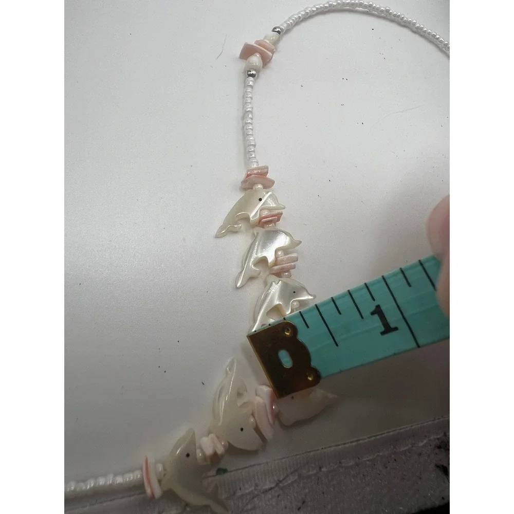 Coastal Mermaid Dolphin Shell Choker Necklace Mother of Pearl